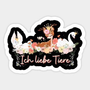 Hase Reh Schwan Liebe Tiere Prinzessin Blumen Süß Sticker